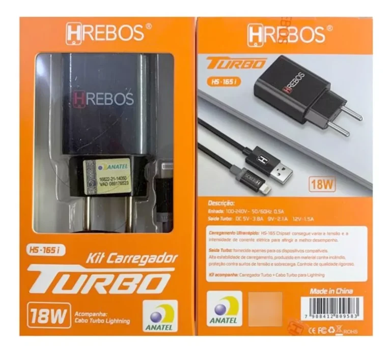 Kit Carregador Turbo 18w + Cabo Lightning – Hs165i