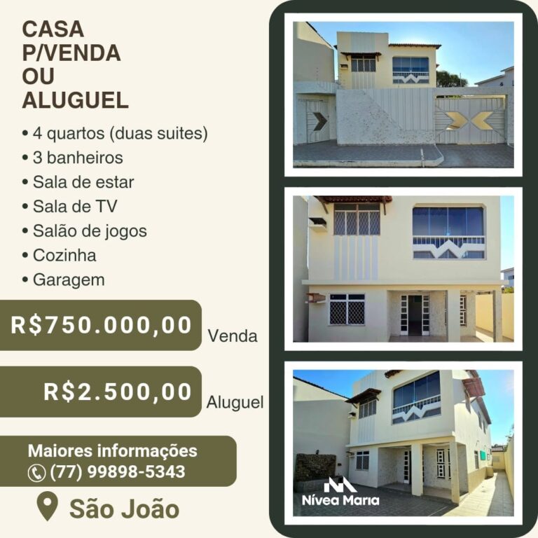 Casa para aluguel ou venda